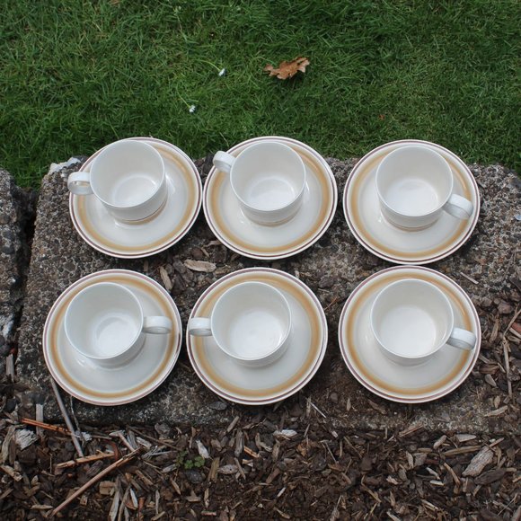 (6)Water Colors Hearthside Set of 6 Vintage Hand painted Mugs and saucers Japan - Picture 4 of 6